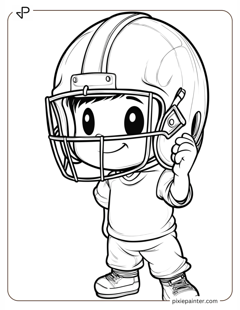 12. Adorable Football Player with a Helmet That’s Too Big