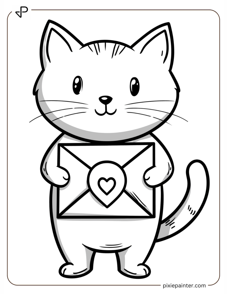 Cat Holding A Love Letter With A Heart Seal