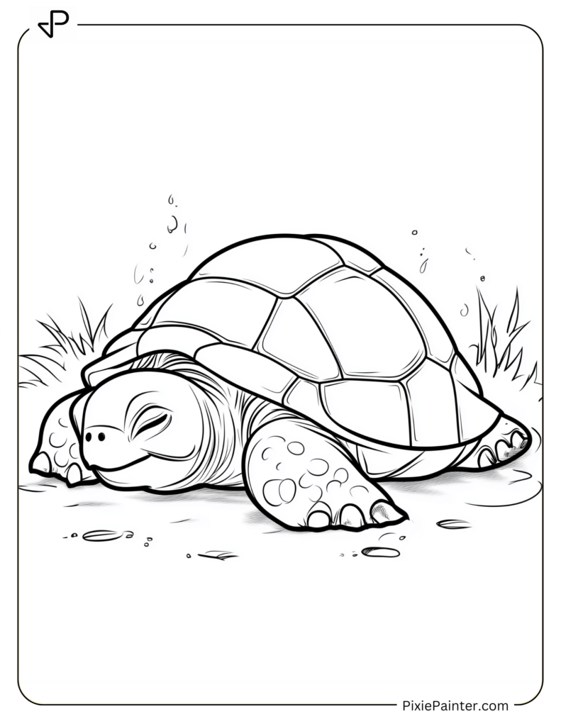 Cheerful Tortoise Holding a Small Gift Box