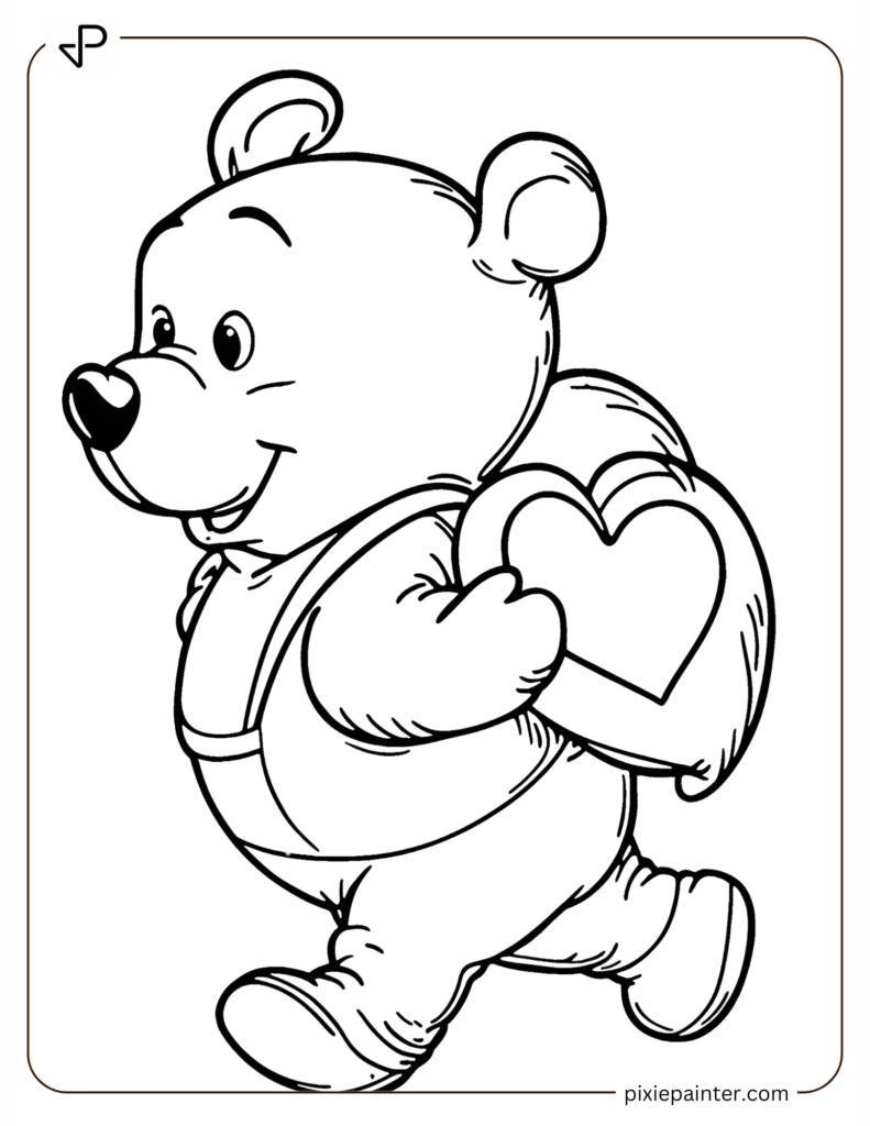 12. Cute Pooh Carrying Heart Shaped Bag