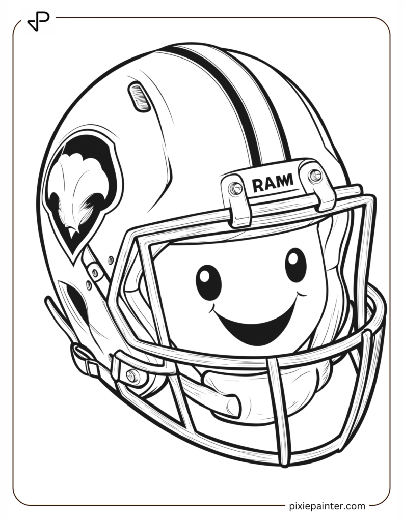 12. Cute Rams Helmet With A Fun Smiling Cartoon Face