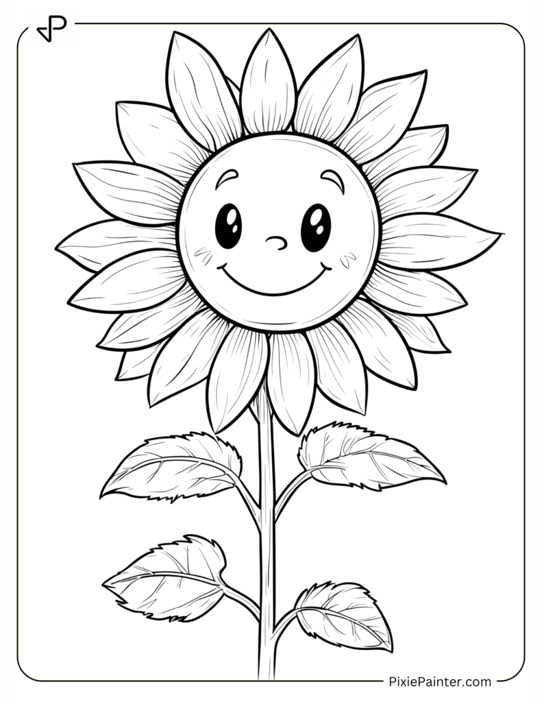 Cute Smiling Sunflower for Earth Day