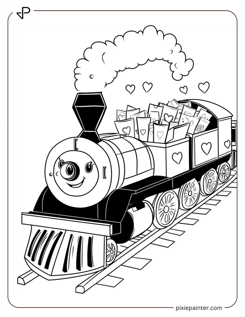 Train with Valentines Day Cards in the Cargo