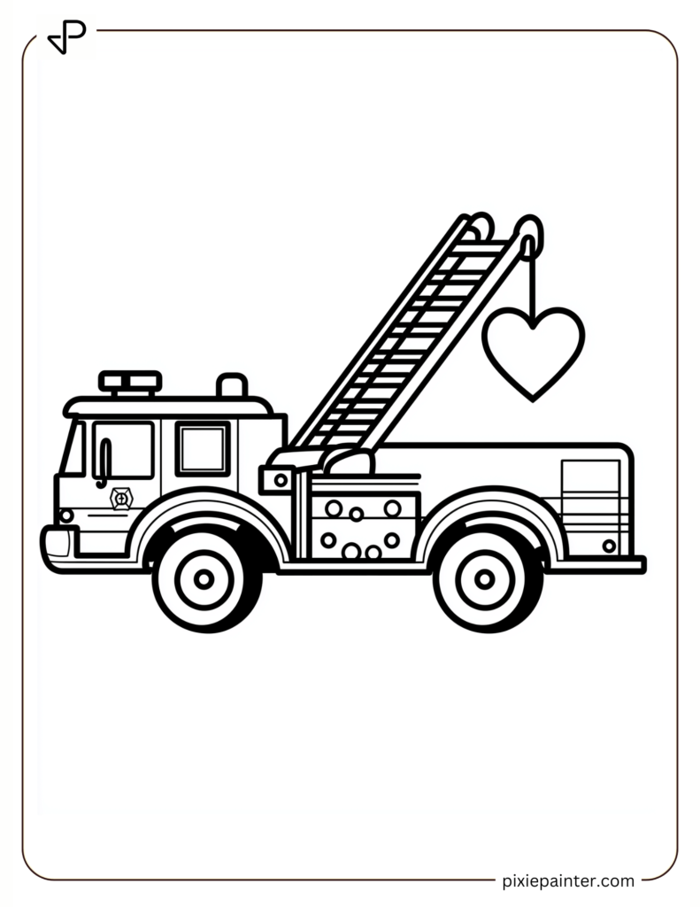 Fire Truck with a Heart-Shaped Ladder