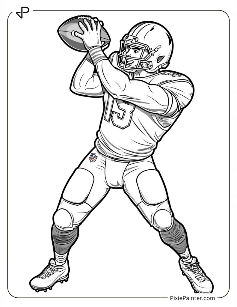 Player Catching a Football – Super Bowl Coloring Page