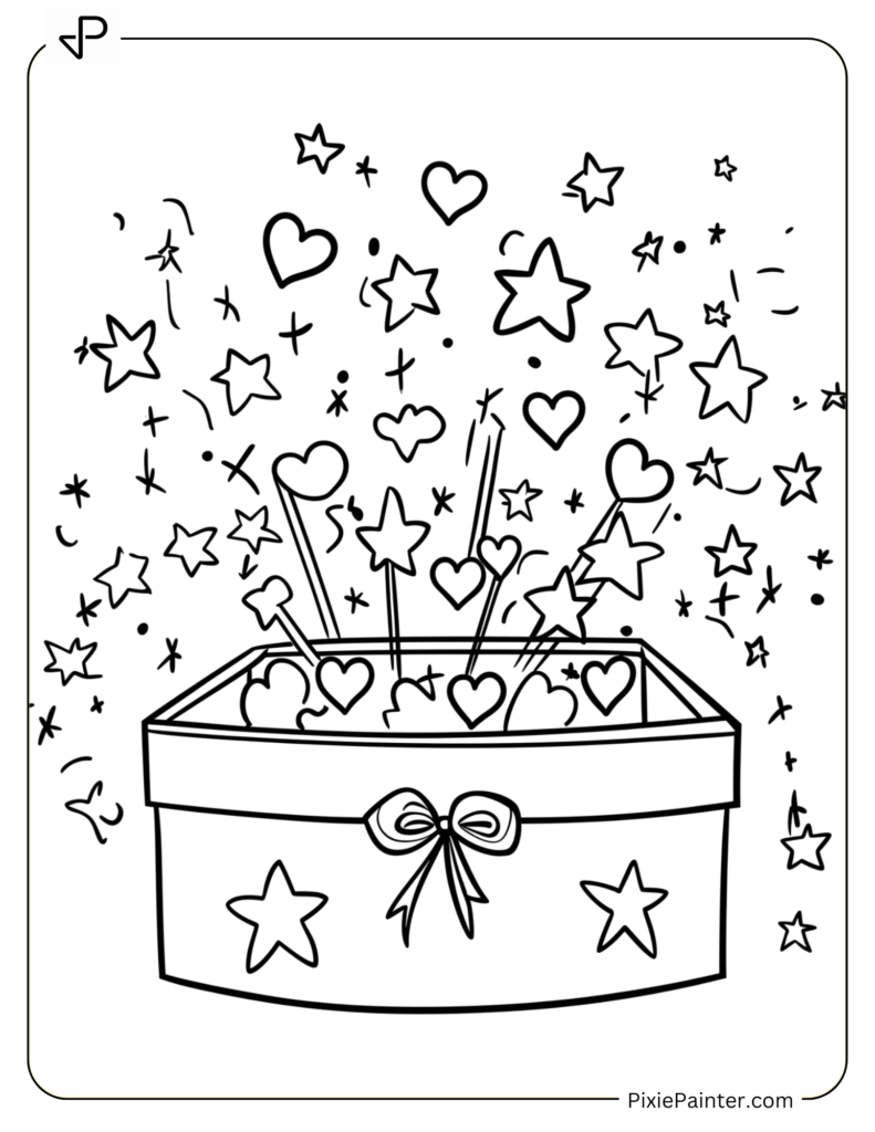 Surprise Box Bursting With Stars And Hearts