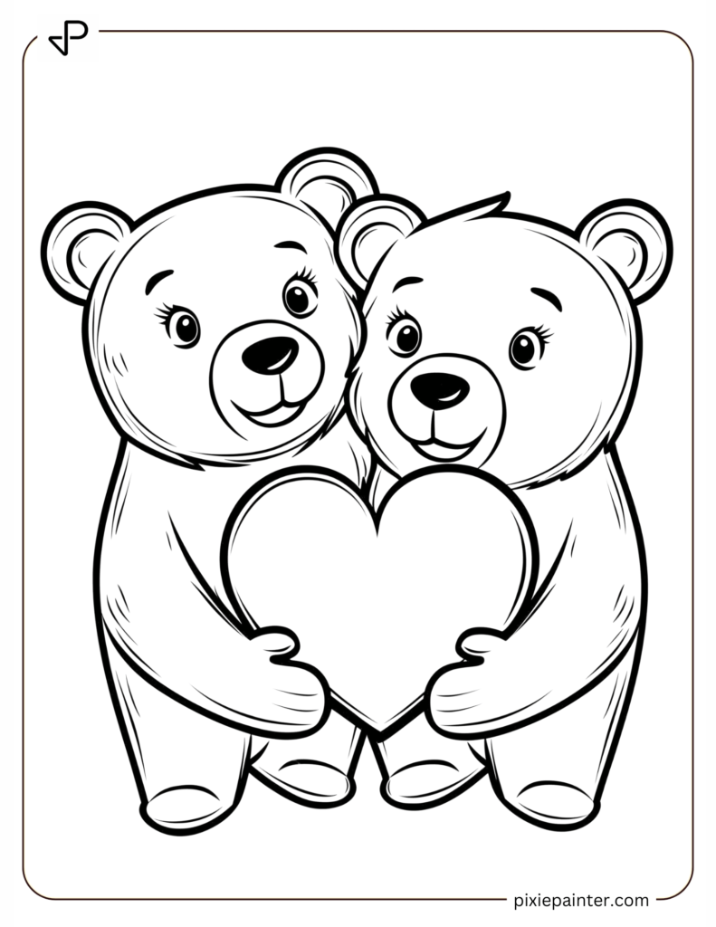 Two Bears Holding A Heart Together