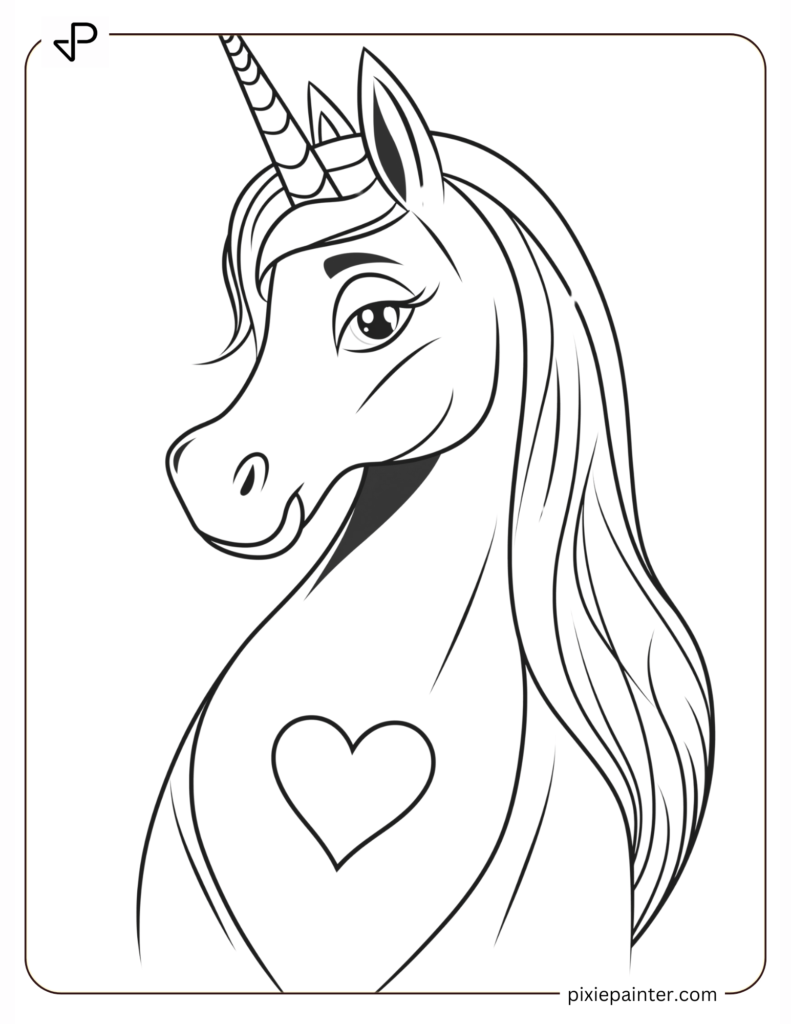 14. Beautiful Eyed Unicorn With Heart Shape