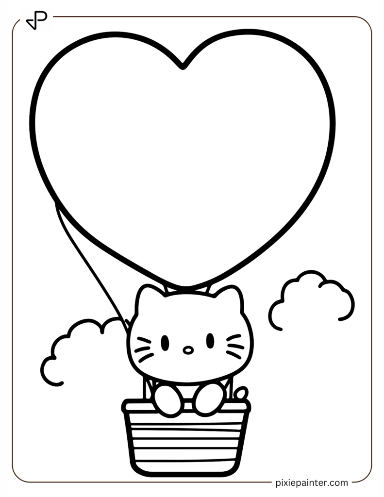 Hello Kitty in a Heart Hot Air Balloon