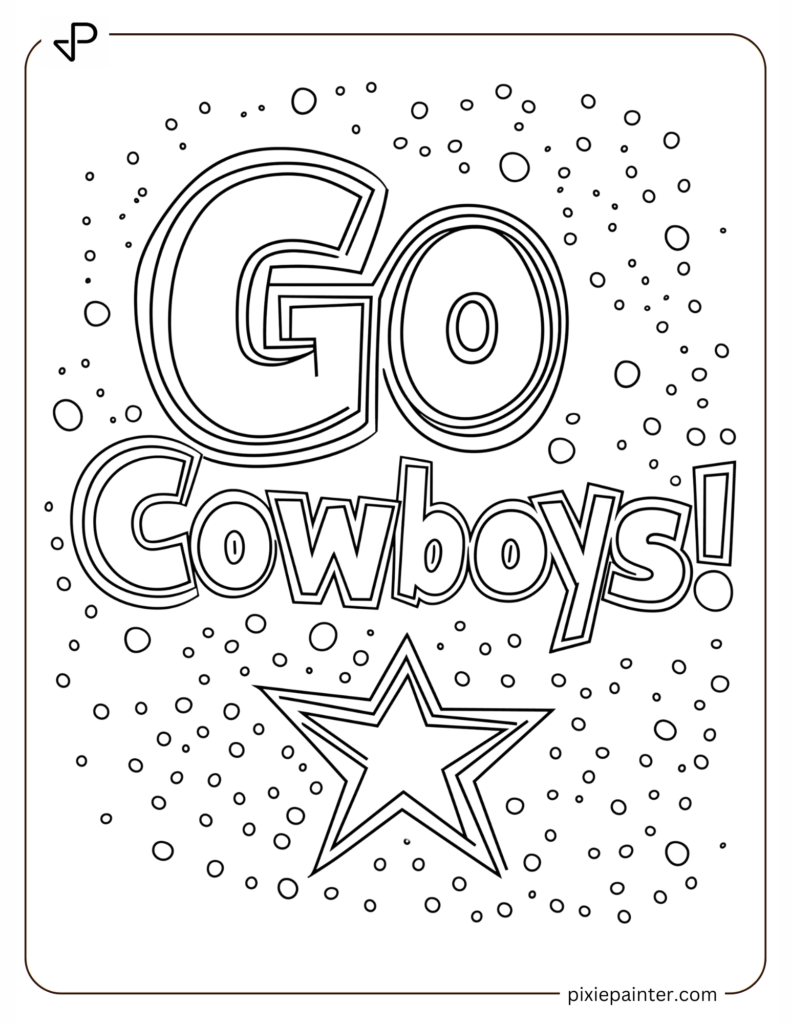 14. Playful Doodle of Cowboys Star With Fireworks