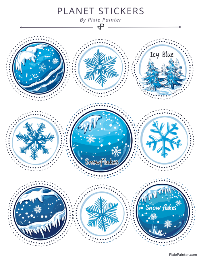 Icy blue planet stickers