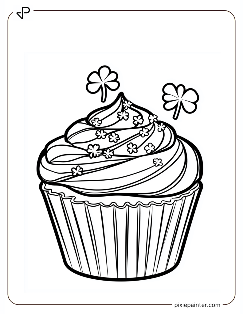 Cupcake Decorated with Clover Leaf