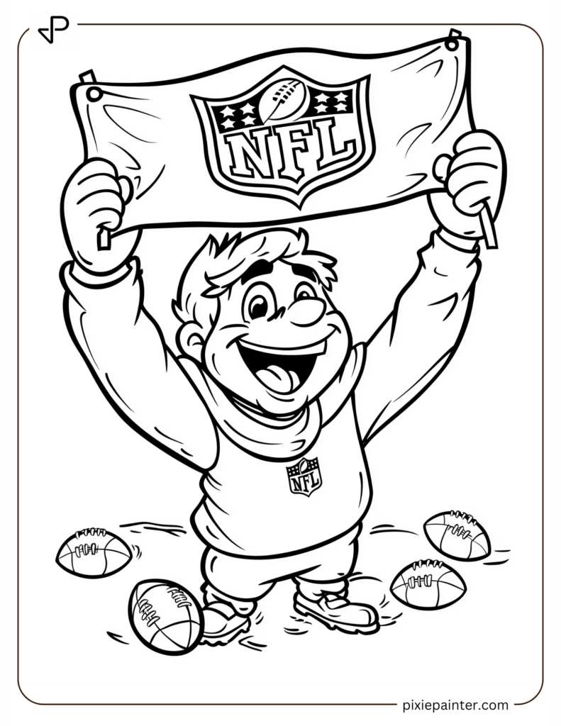 15. Happy Cartoon With NFL Logo Flag