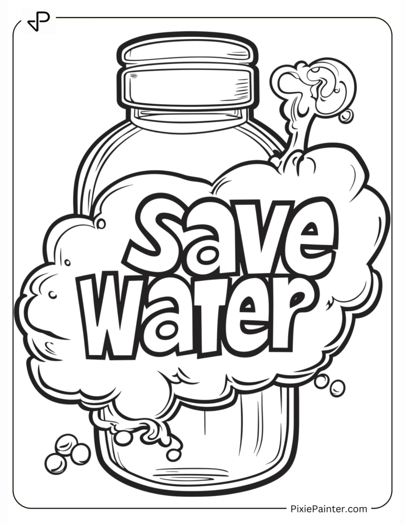 Water Bottle with “Save Water” Message