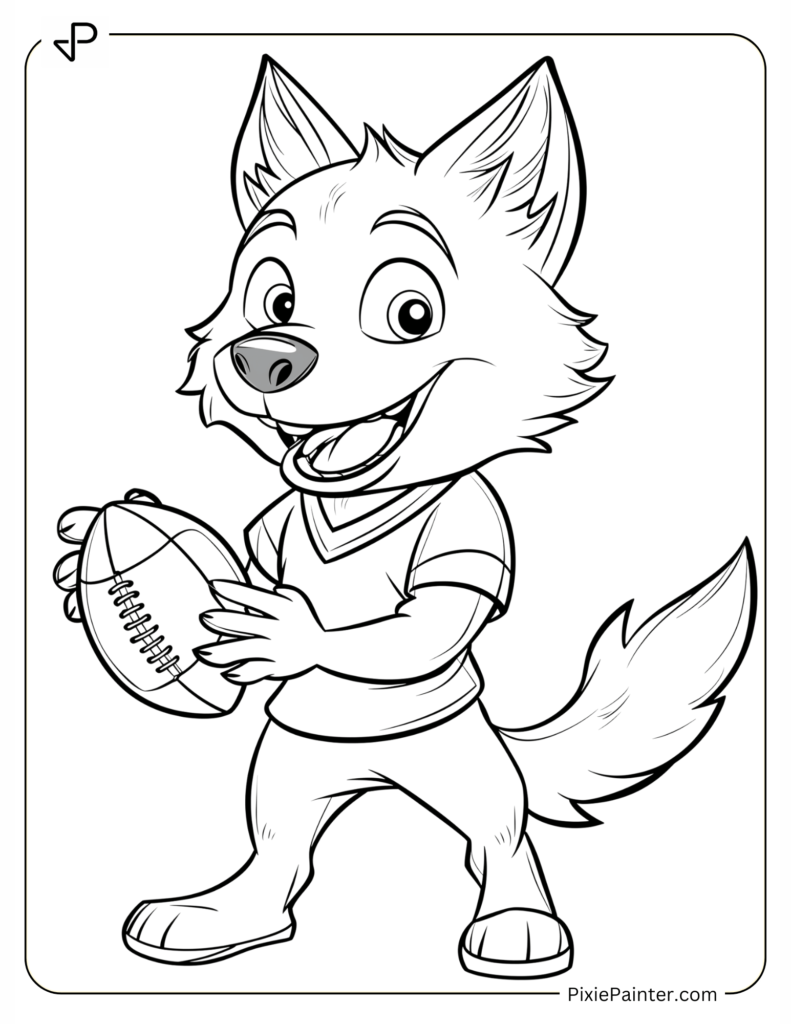 K.C. Wolf Holding a Football Proudly