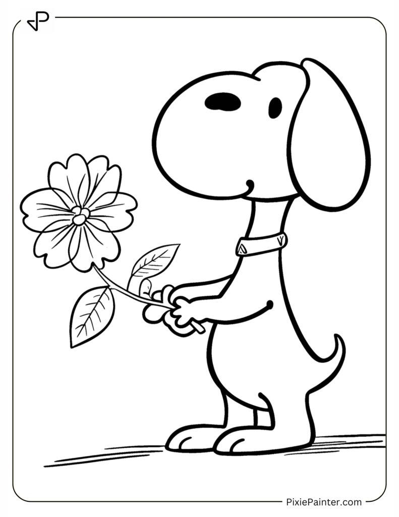 Snoopy Holding a Special Valentine’s Flower