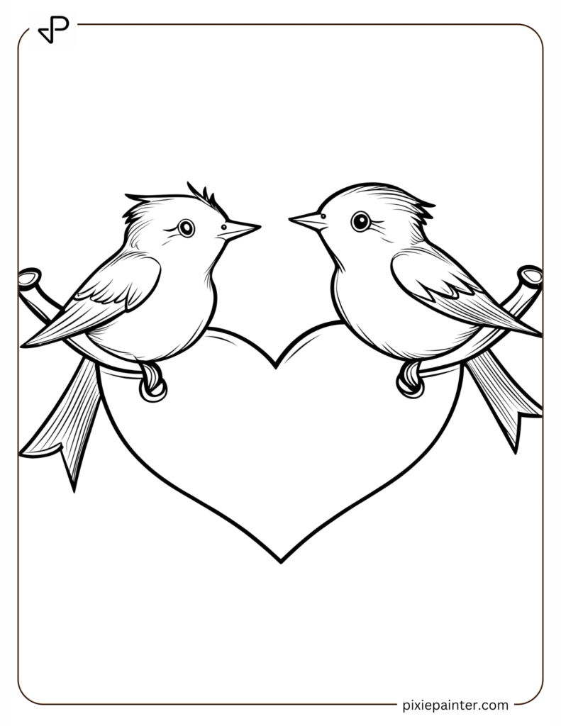 Birds Carrying A Heart Banner