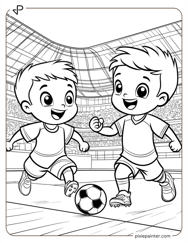 Cartoon Football Match – Cute players running toward the ball18. Ball on Center Spot – A football placed in the middle of the field