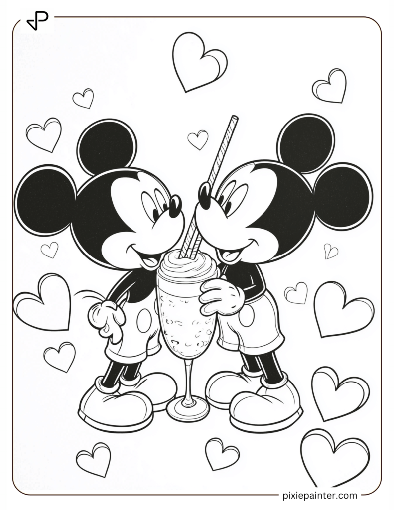 17. Mickey And Minnie Sharing A Milkshake Together