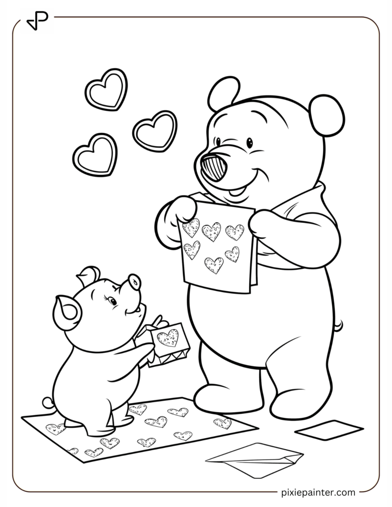 17. Pooh And Piglet Making A Valentine Card