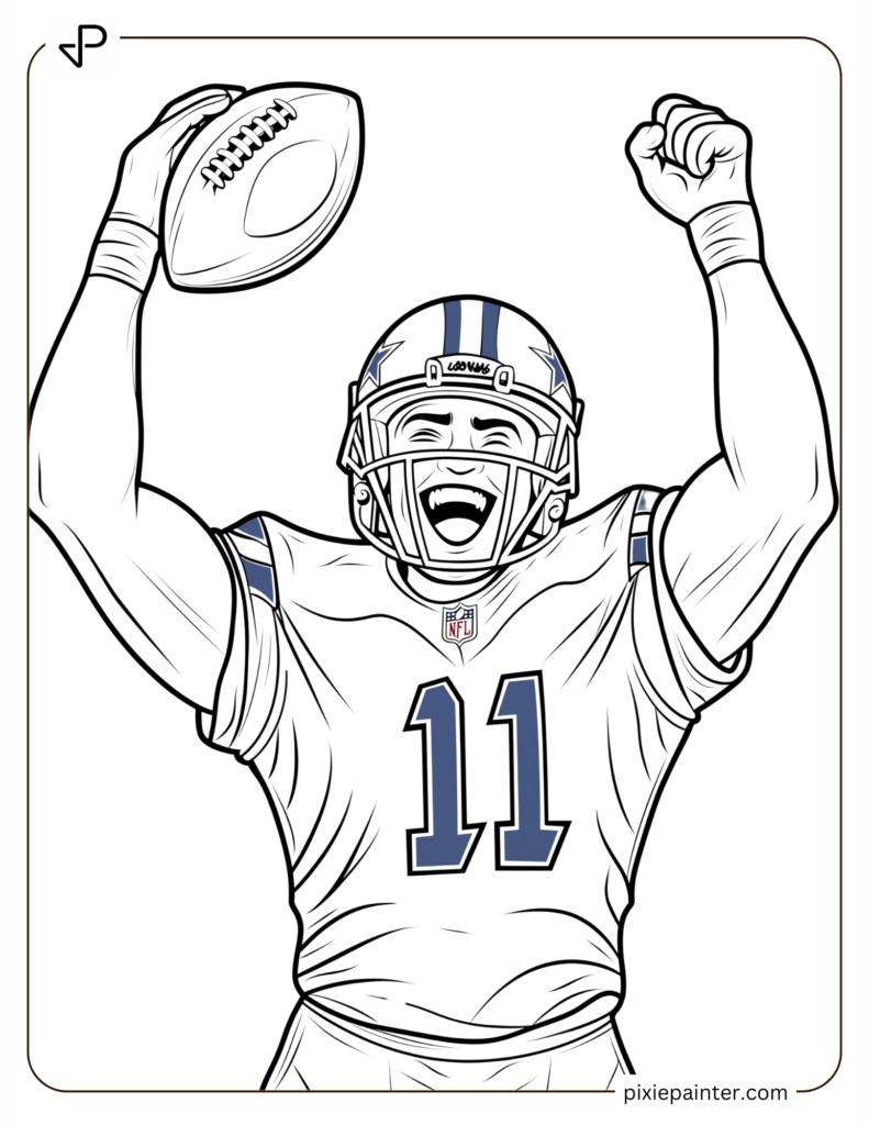 18. Happy Cowboys Player Spiking a Football in Joy