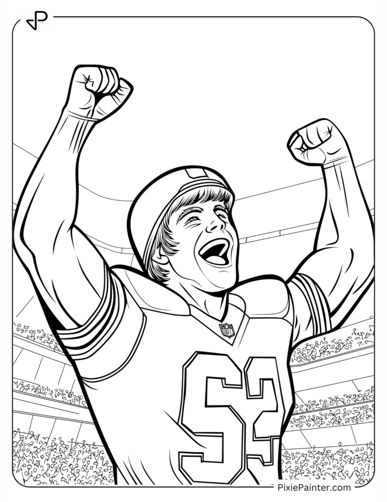 Coloring Page Where Player Celebrating a Victory – 49ers Glory