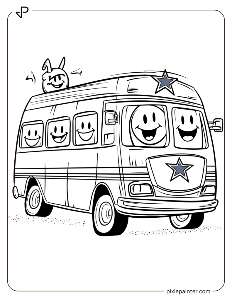 19. Cute Cowboys Team Bus With Happy Faces Inside