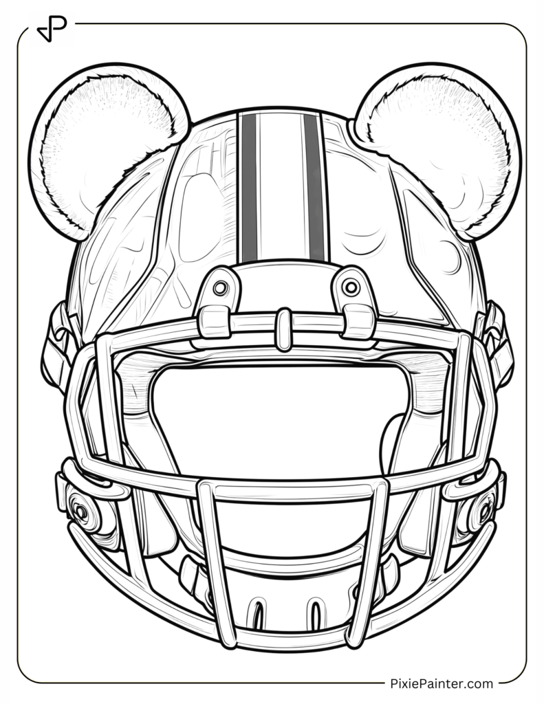 Helmet with Mascot Ears – Super Bowl Coloring Page