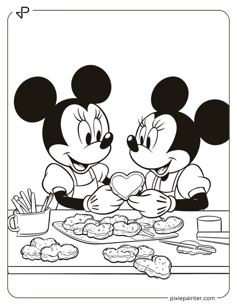 19. Mickey And Minnie Making Heart-Shaped Cookies