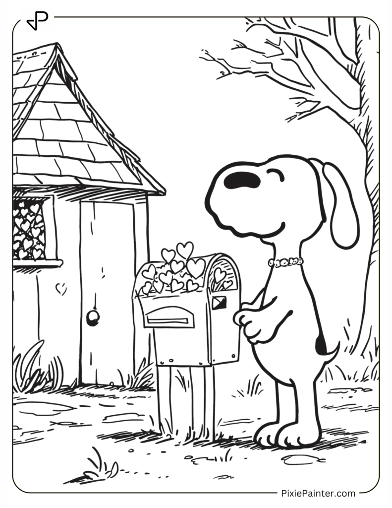 Snoopy with Valentine’s Mailbox by Doghouse