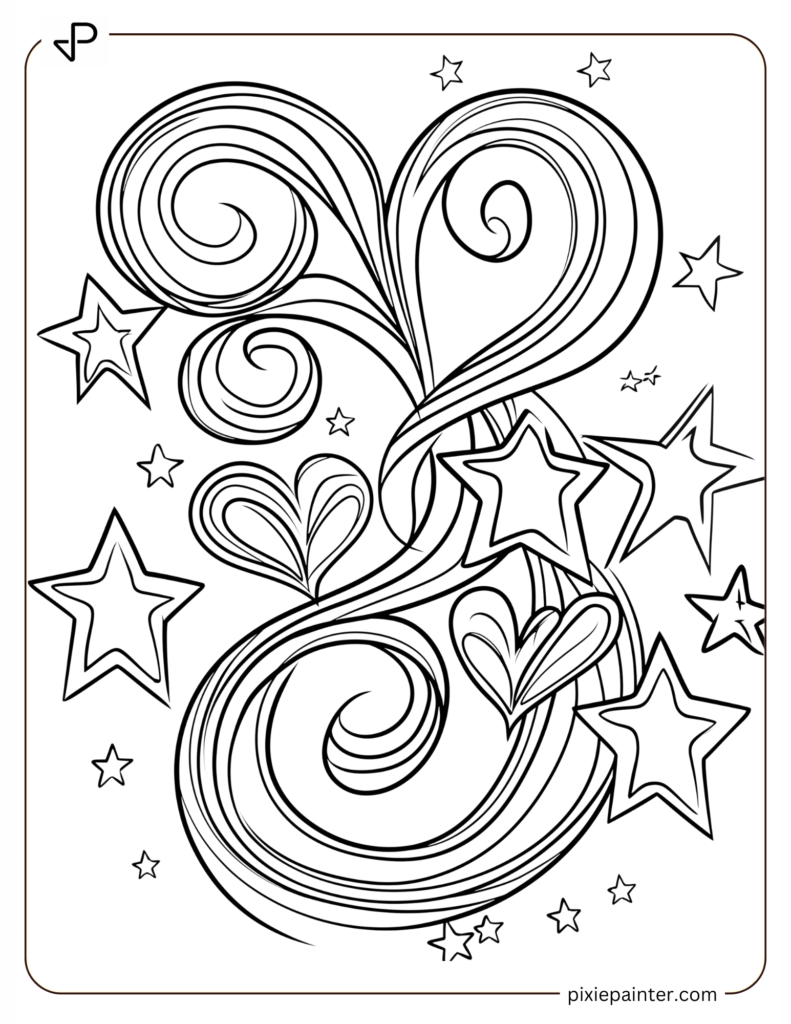 Swirling Hearts And Stars Design