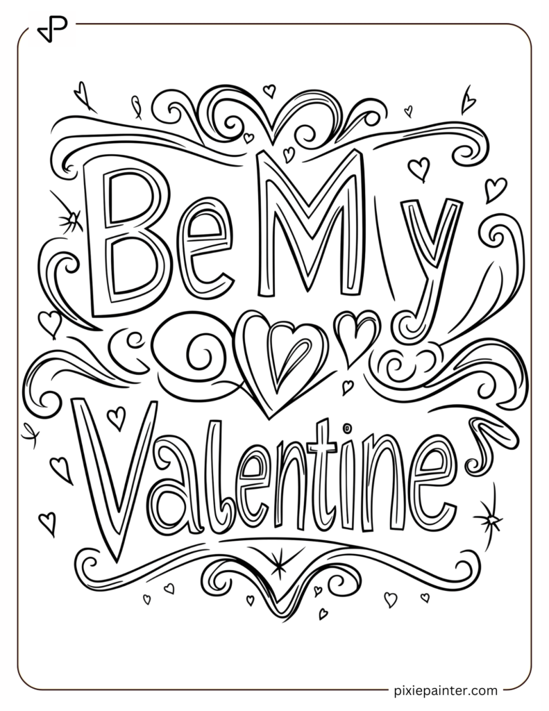 Be My Valentine Text Decorated With Heart Shapes