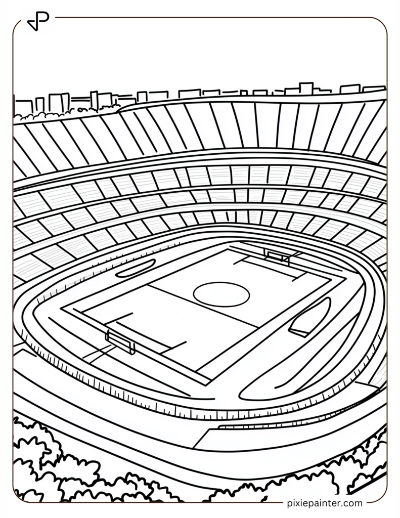 Coloring Page of Camp Nou Football Stadium