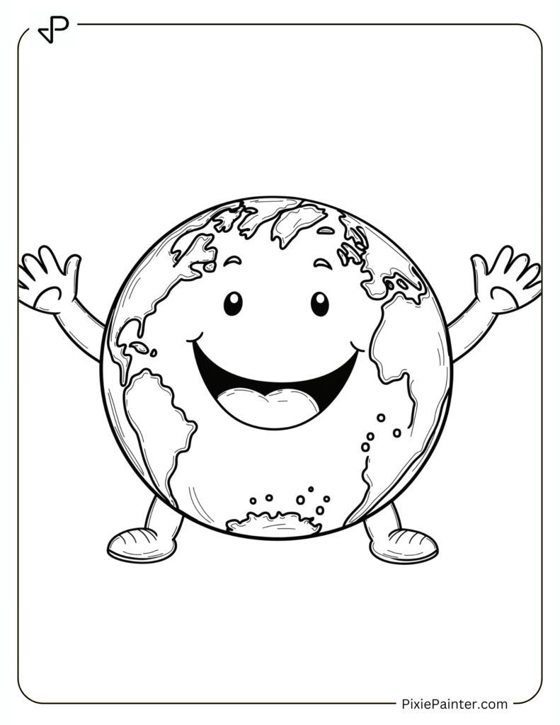 Happy Earth Smiling with Open Arms