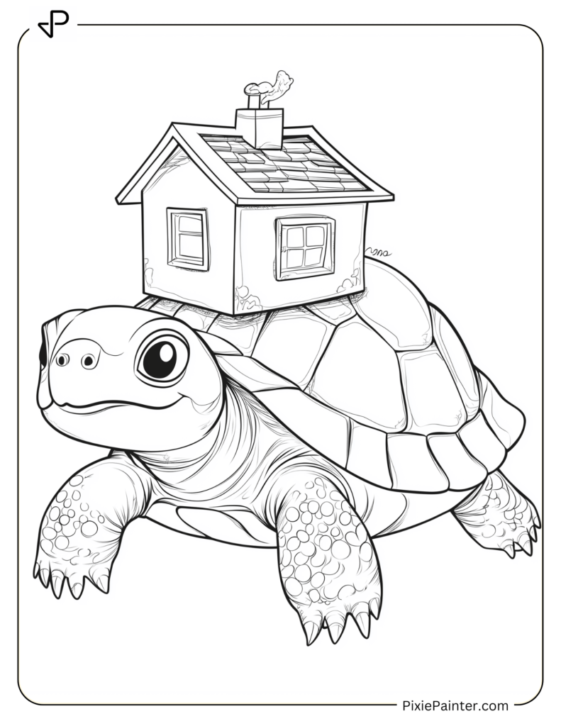 Tortoise Carrying a Tiny House on Its Back