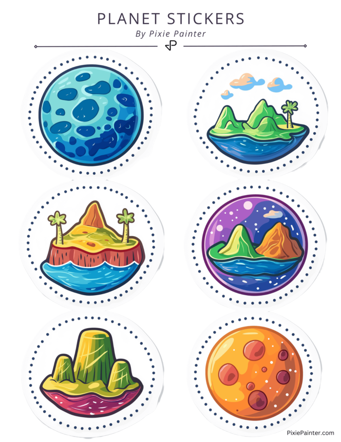 Island planet stickers