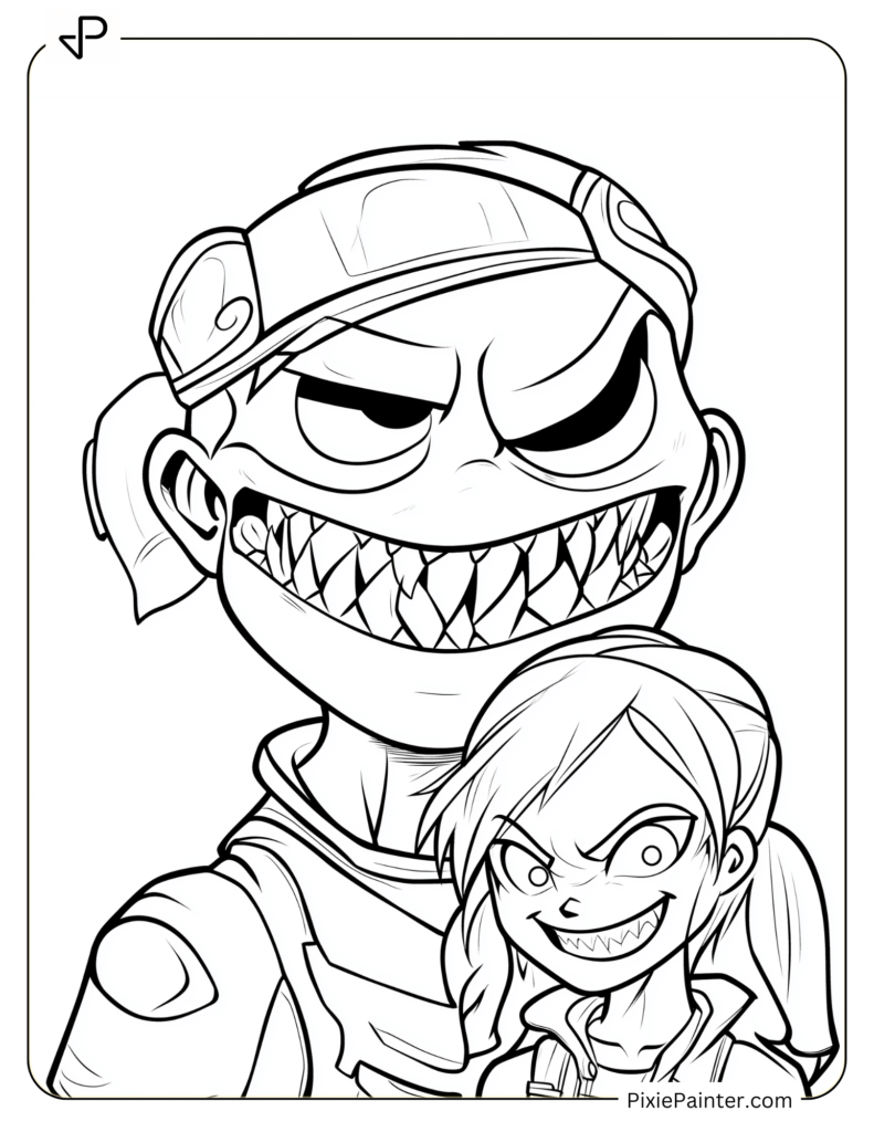 Fortnite Characters Coloring Pages of Aura and Ghoul Trooper Ready for Battle