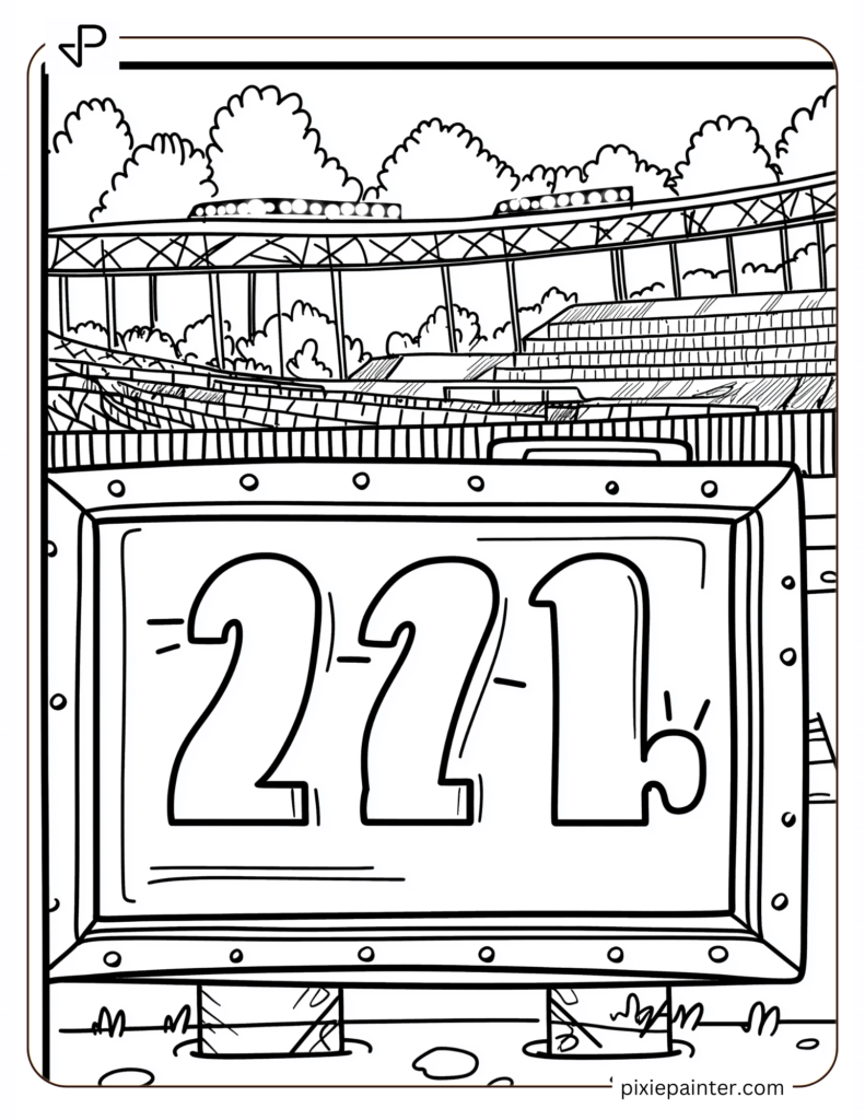 Scoreboard Display – Stadium scoreboard showing match scores