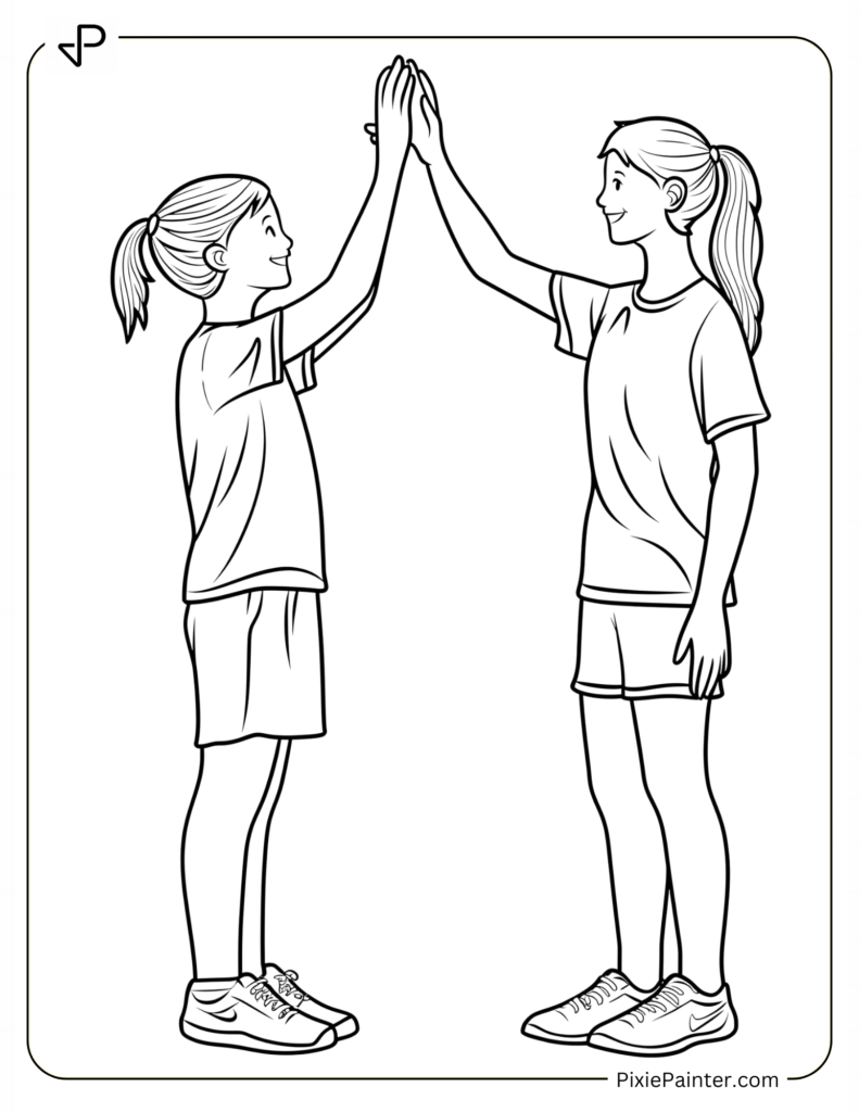 Coloring Page Where Two 49ers Players High-Fiving in Practice