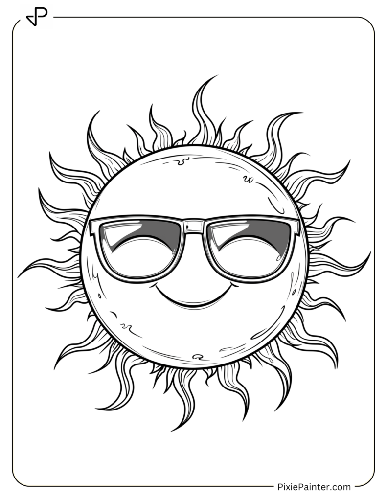 Cartoon Sun Winking With Cool Sunglasses