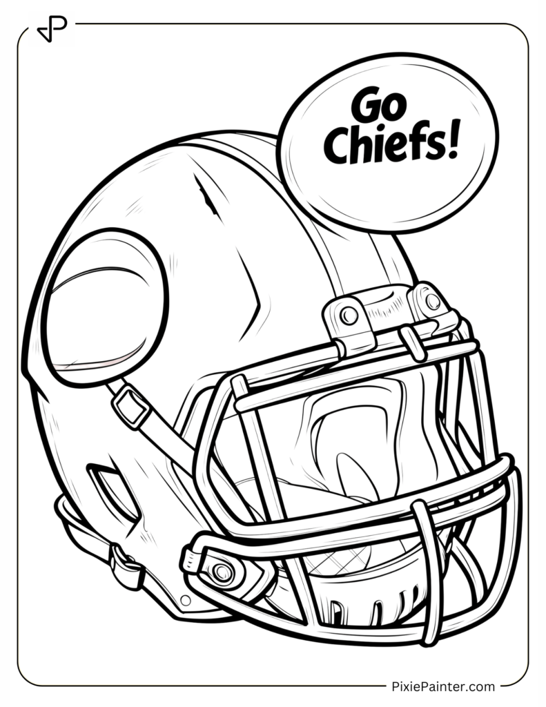 Helmet with “Go Chiefs” Text Design - Kansas City Chiefs Coloring Page