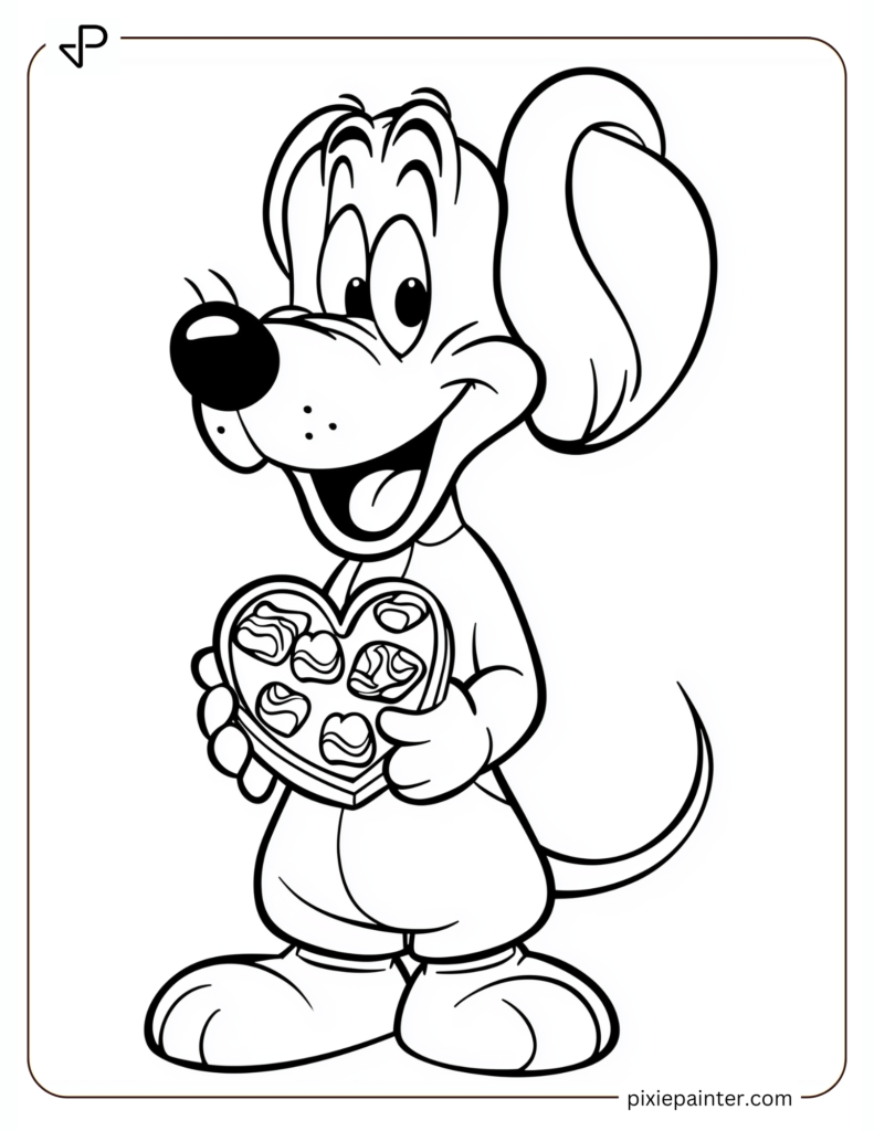 21. Pluto Holding A Heart-Shaped Chocolate Box