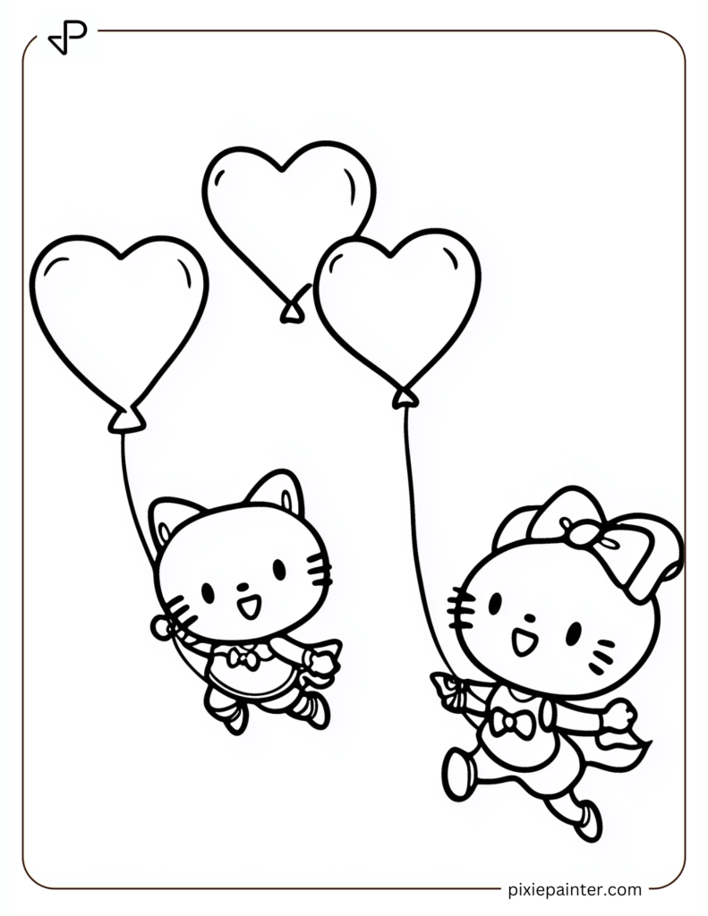 Hello Kitty and Cinnamoroll Playing with Balloons