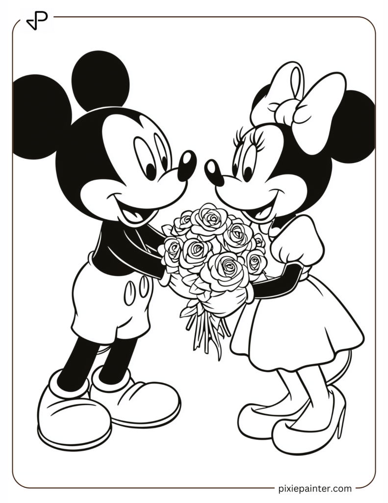 22. Mickey Giving Minnie A Bouquet Of Roses