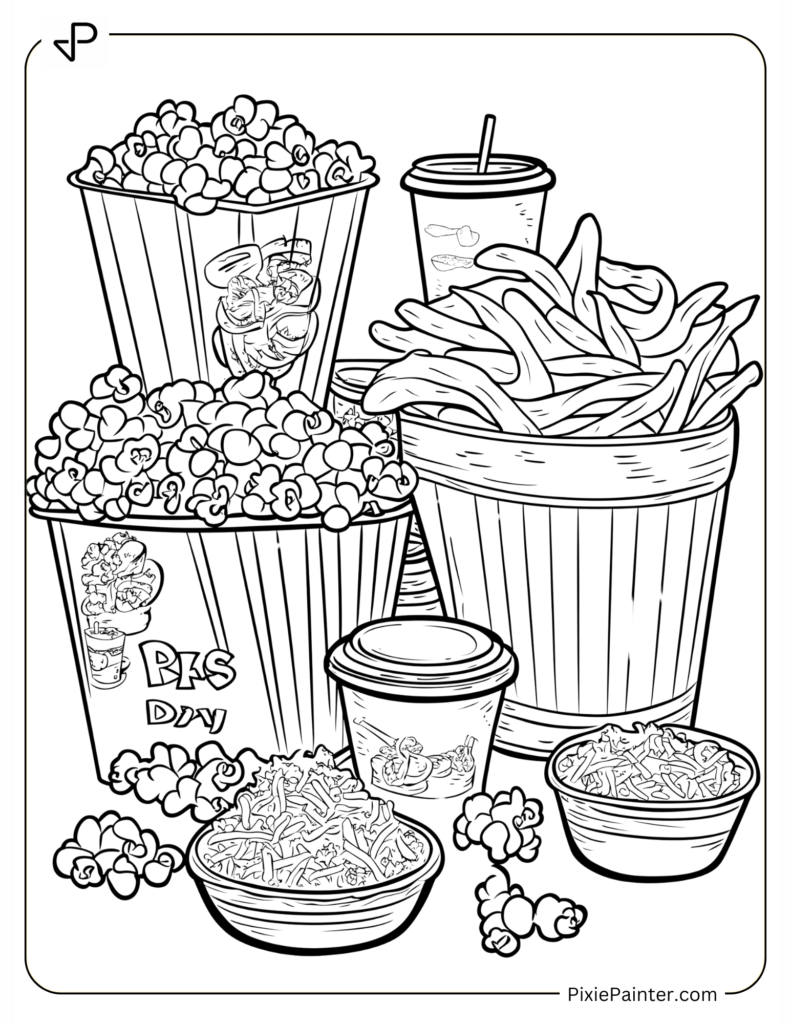 Snack Table with Popcorn and Nachos