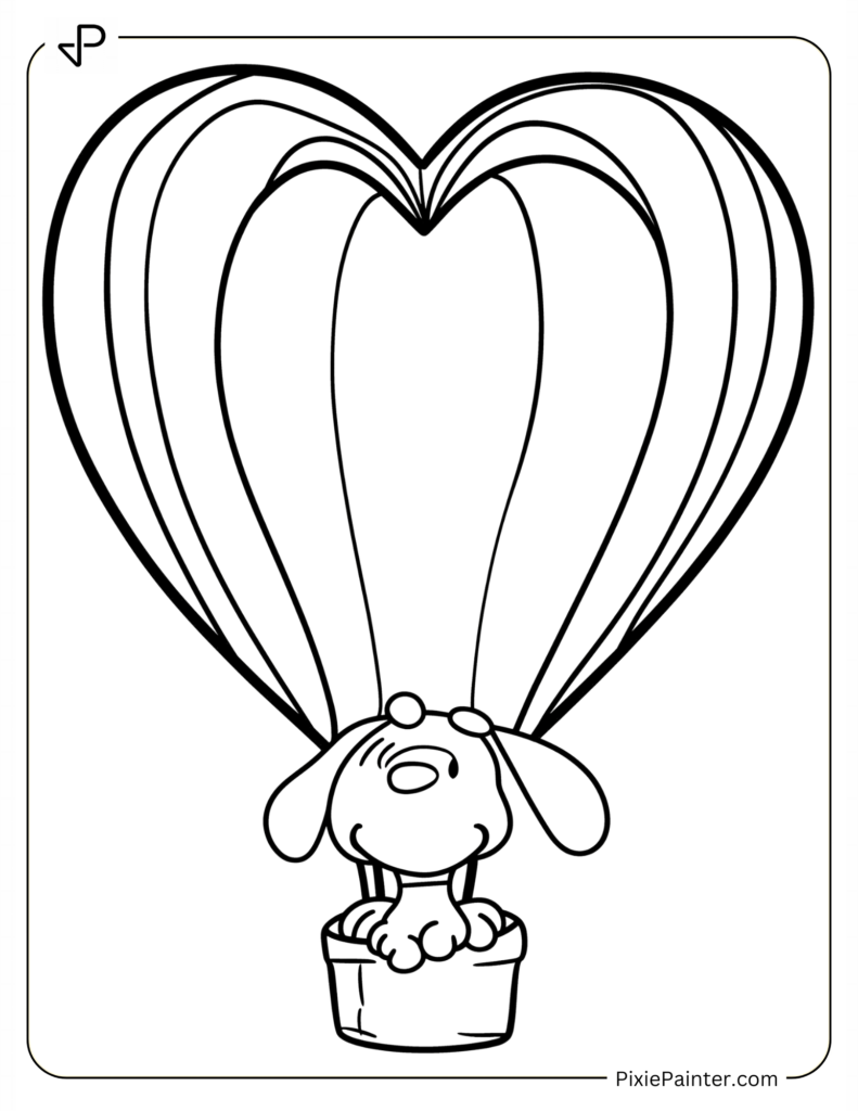 Snoopy in Heart-Shaped Hot Air Balloon