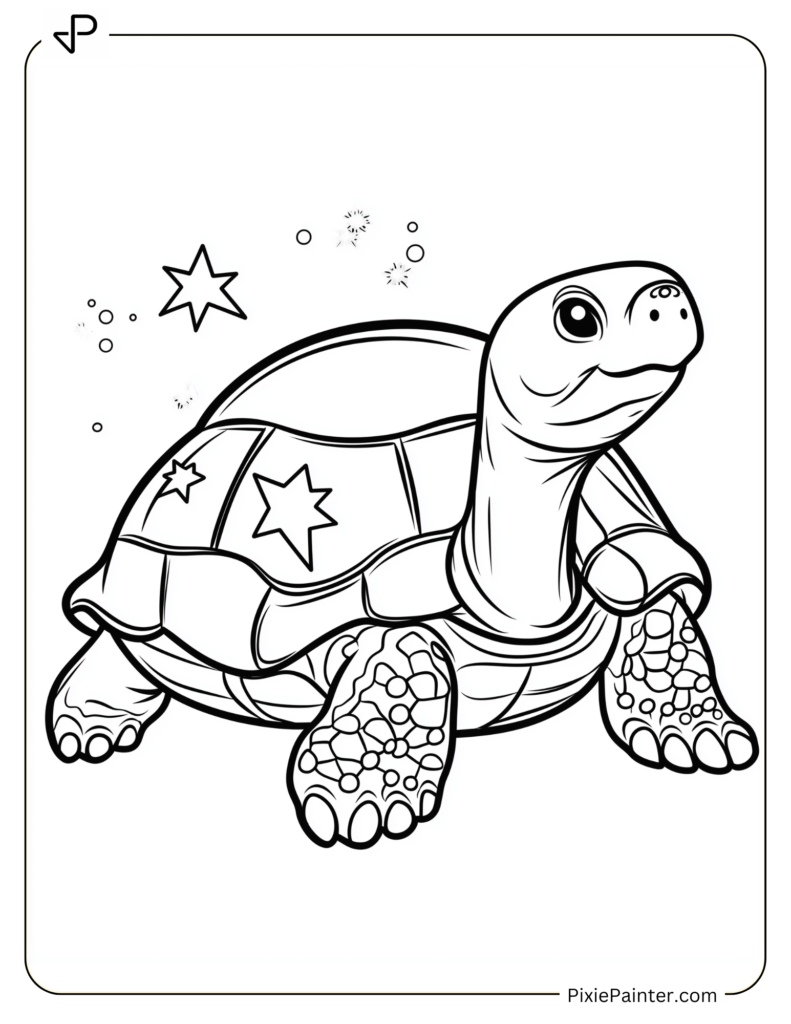 Tortoise Coloring Pages of Tortoise with a Star on Its Shell