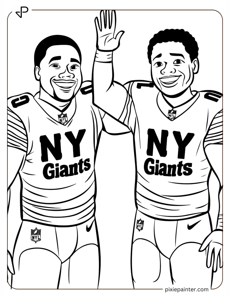 Two NY Giants Football Players High Fiving