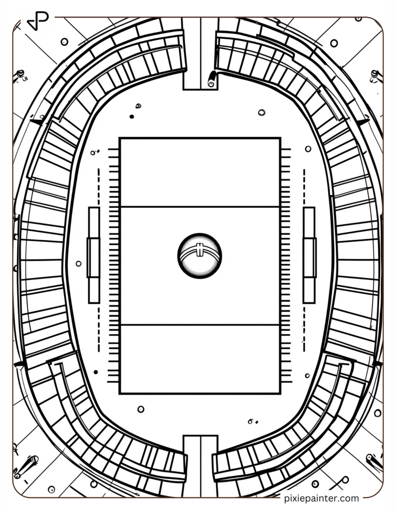 Aerial Stadium View – A football field with a ball in the center