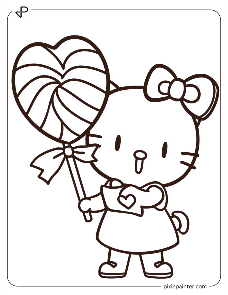 Delightful Hello Kitty with a Heart Lollipop